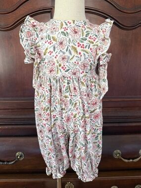 James & Lottie Floral Romper 12M Ruffle Sleeve Baby Girl Boutique Spring Outfit